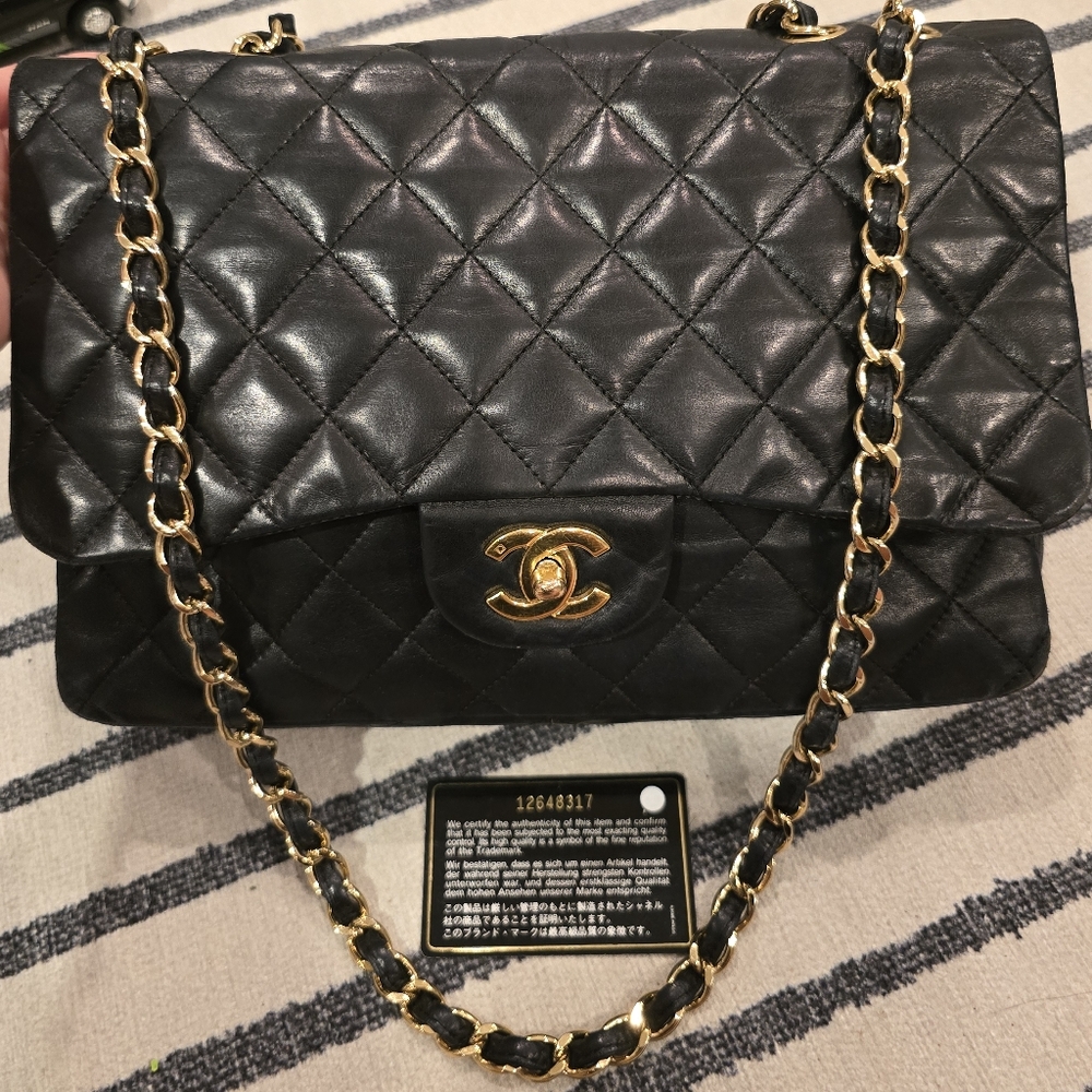 Chanel lambskin jumbo single flap- 24k gold plated hardware